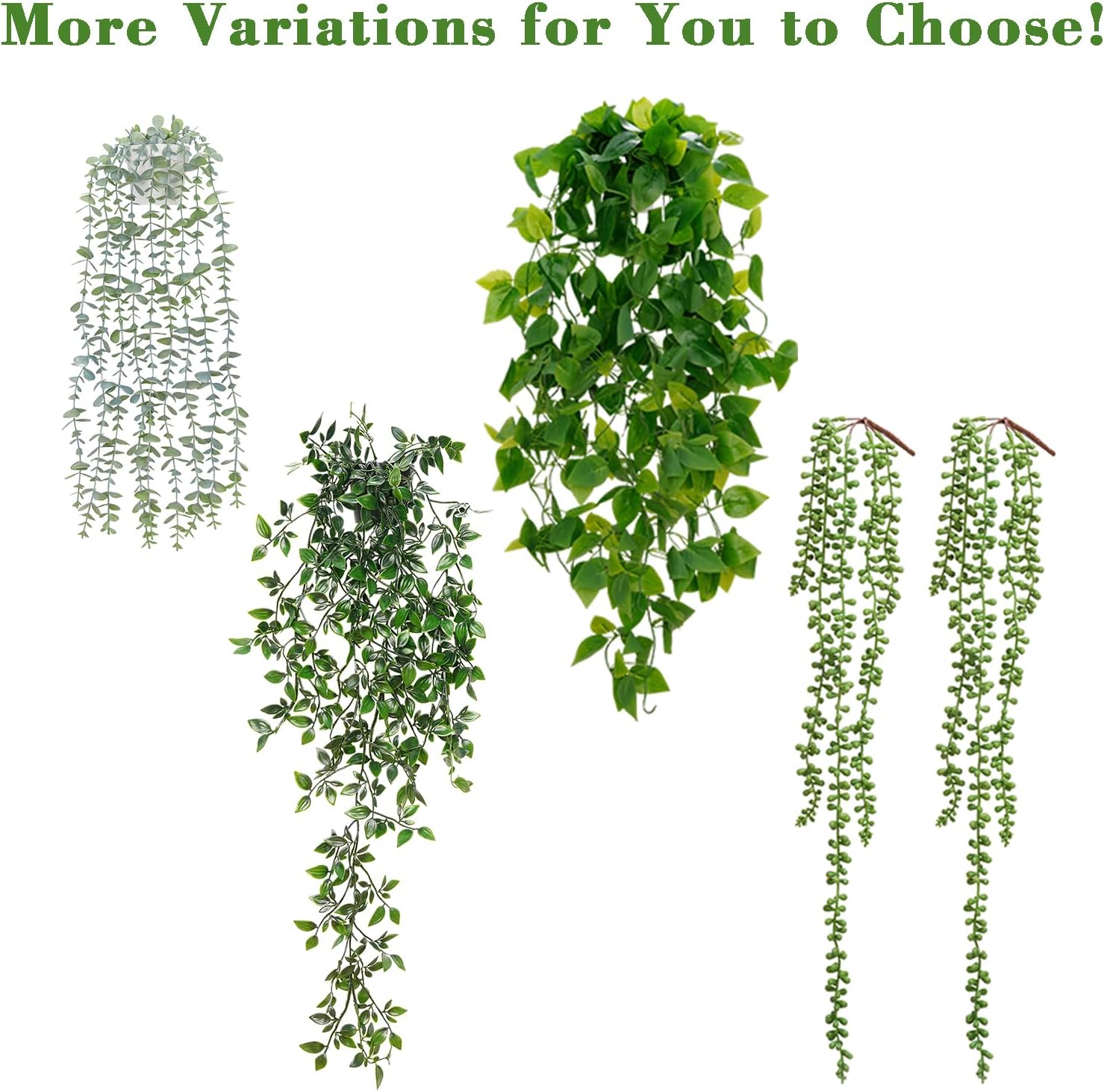 BLEUM CADE Fake Hanging Plants, 2pcs Artificial Hanging Plant, Faux Pothos Vines Hanging Plant Greenery for Wall Home Living Room Indoor Outdoor Decor (No Baskets) - Grand Goldman