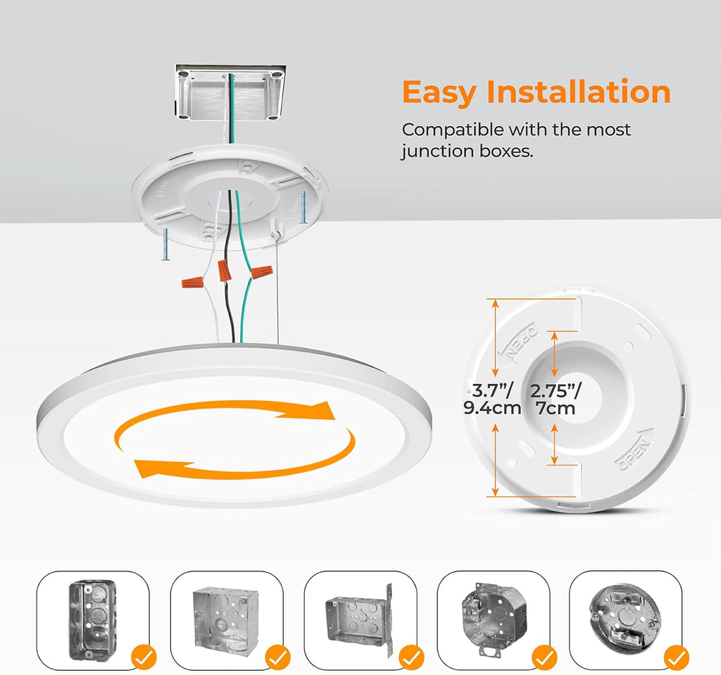 BLNAN LED Flush Mount Ceiling Light, 9 Inch 18W 3000K/4000K/5000K Hardwire Light Fixture, Ultra Thin Round White Lamp for Kitchen Porch Bedroom Hallway Stairwell Basement, Non-dimmable 1 Pack - Grand Goldman