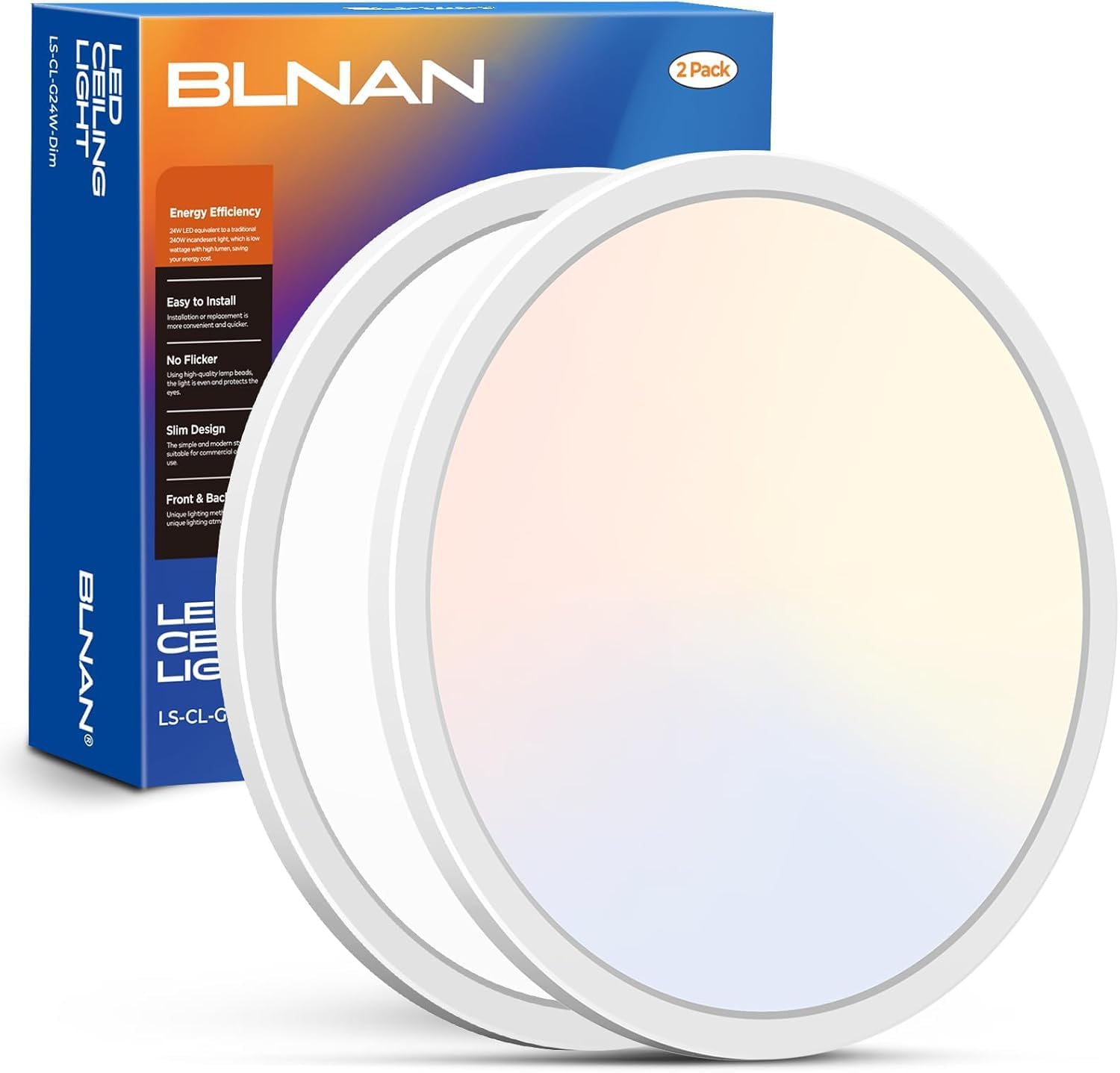BLNAN LED Flush Mount Ceiling Light, 9 Inch 18W 3000K/4000K/5000K Hardwire Light Fixture, Ultra Thin Round White Lamp for Kitchen Porch Bedroom Hallway Stairwell Basement, Non-dimmable 1 Pack - Grand Goldman