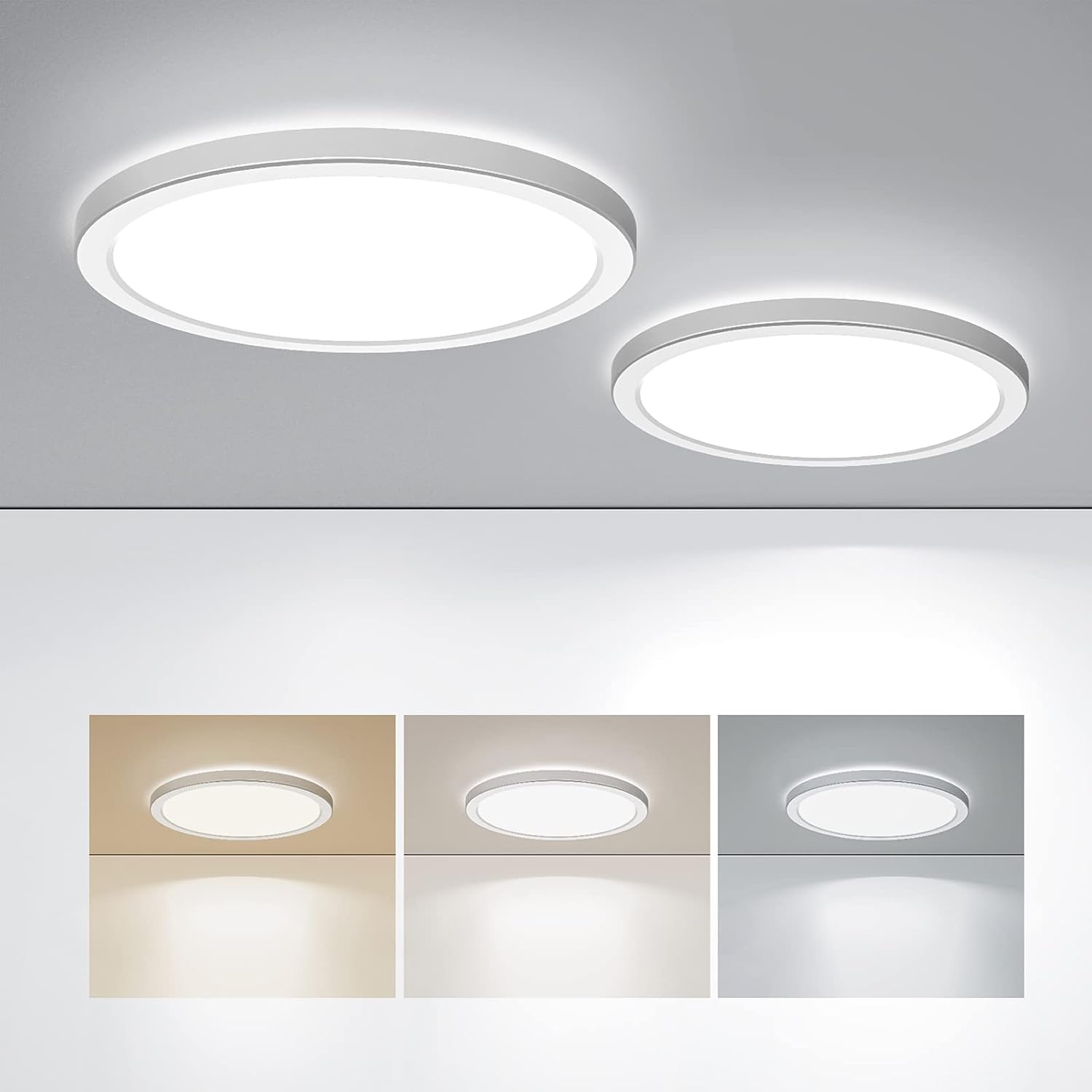 BLNAN LED Flush Mount Ceiling Light, 9 Inch 18W 3000K/4000K/5000K Hardwire Light Fixture, Ultra Thin Round White Lamp for Kitchen Porch Bedroom Hallway Stairwell Basement, Non-dimmable 1 Pack - Grand Goldman