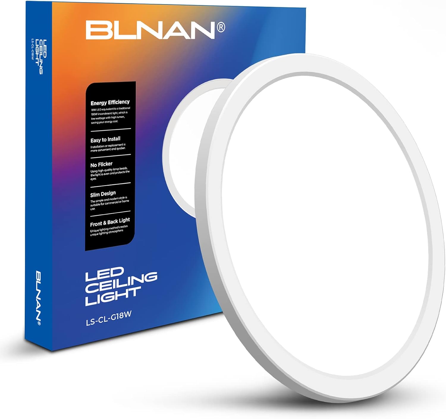 BLNAN LED Flush Mount Ceiling Light, 9 Inch 18W 3000K/4000K/5000K Hardwire Light Fixture, Ultra Thin Round White Lamp for Kitchen Porch Bedroom Hallway Stairwell Basement, Non-dimmable 1 Pack - Grand Goldman