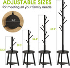 BMOSU Coat Rack freestanding Stand with 2 Shelves Bamboo Wooden Coat Tree Easy Assembly 8 Hooks Standing Jackets Hanger Hallway Office Floor Coat Stand Brown - Grand Goldman