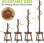 BMOSU Coat Rack freestanding Stand with 2 Shelves Bamboo Wooden Coat Tree Easy Assembly 8 Hooks Standing Jackets Hanger Hallway Office Floor Coat Stand Brown - Grand Goldman