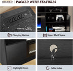 BREEZEHEAT Electric Fireplace TV Stand-Led Entertainment Center-70 inch TV Stand with 36" Electric Fireplace-Living Room Tv Cabinet with Storage for TVs Up to 80"，Modern Media Console (Black) - Grand Goldman