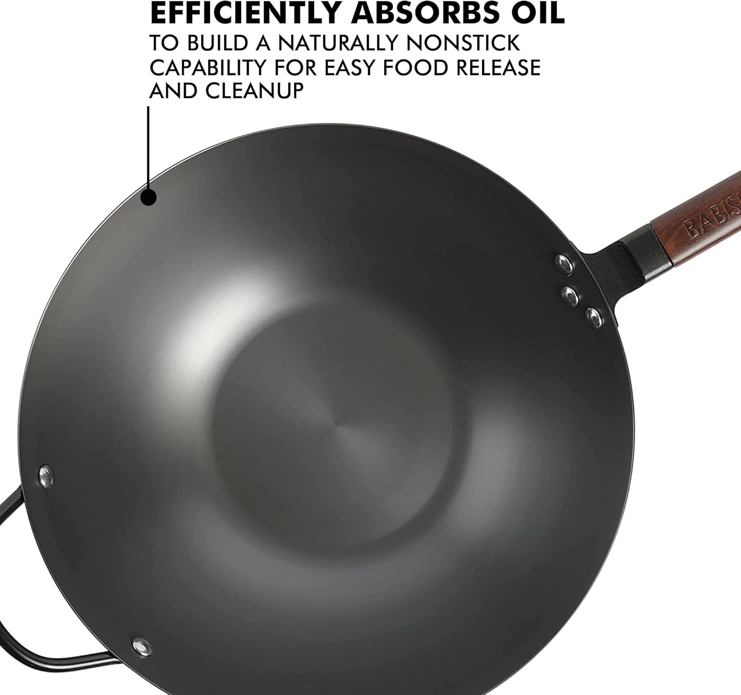 Babish Carbon Steel Flat Bottom Wok and Stir Fry Pan, 14-Inch - Grand Goldman