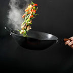 Babish Carbon Steel Flat Bottom Wok and Stir Fry Pan, 14-Inch - Grand Goldman