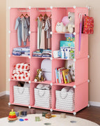 Baby Closet Organizer for Nursery: Durable Baby Wardrobe for Closet - Customizable Baby Armoire - Baby Dresser Closet Shelves - Waterproof Shelf Clothes Organizer w/Wall Fixation (Pink) - Grand Goldman