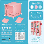 Baby Closet Organizer for Nursery: Durable Baby Wardrobe for Closet - Customizable Baby Armoire - Baby Dresser Closet Shelves - Waterproof Shelf Clothes Organizer w/Wall Fixation (Pink) - Grand Goldman
