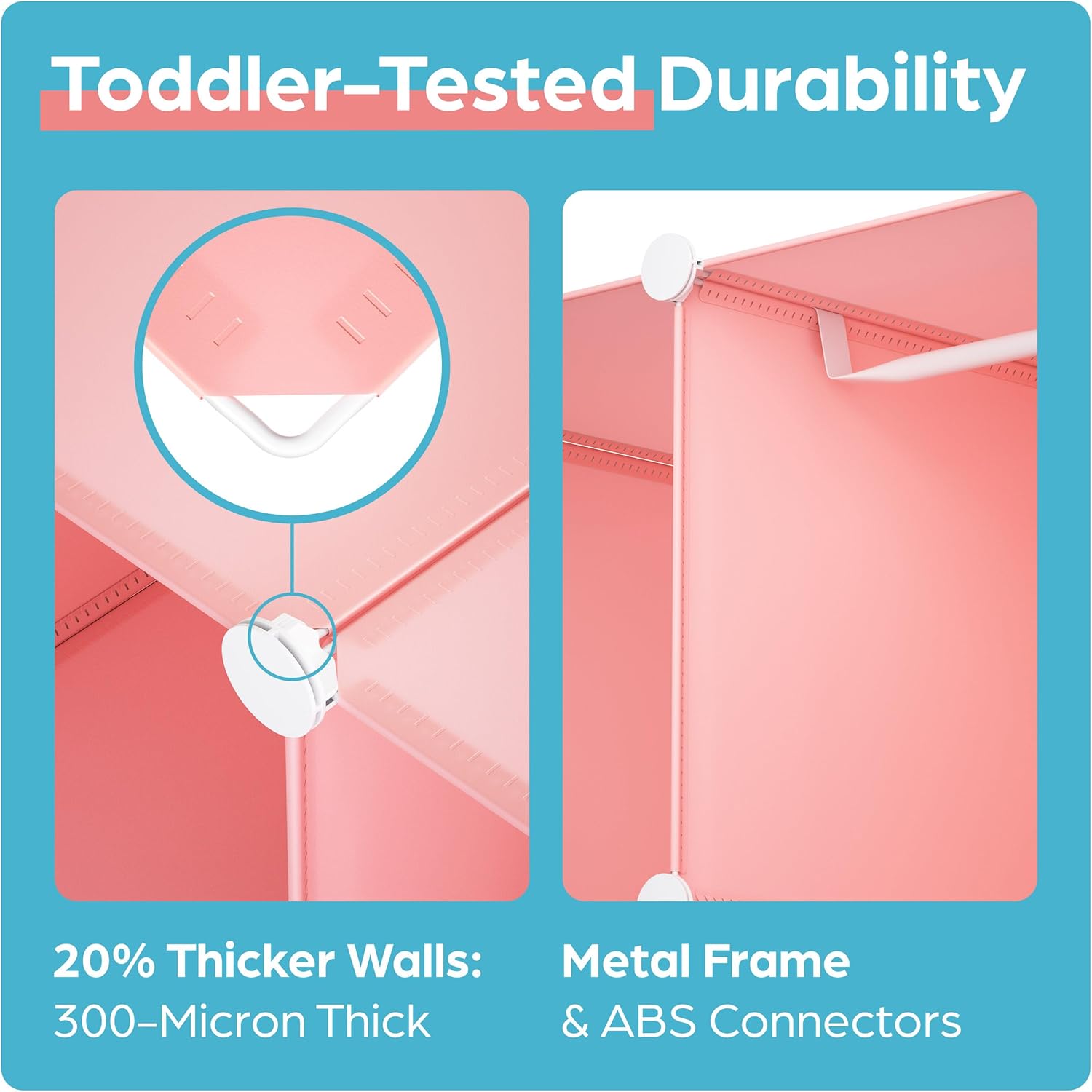 Baby Closet Organizer for Nursery: Durable Baby Wardrobe for Closet - Customizable Baby Armoire - Baby Dresser Closet Shelves - Waterproof Shelf Clothes Organizer w/Wall Fixation (Pink) - Grand Goldman