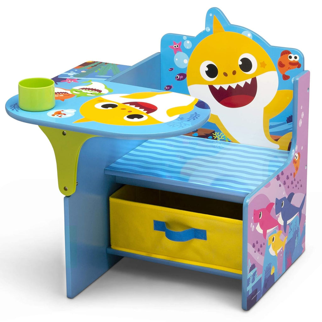 Baby Shark Chair Desk with Storage Bin - Ideal for Arts & Crafts, Snack Time, Homeschooling, Homework & More by Delta Children - Grand Goldman