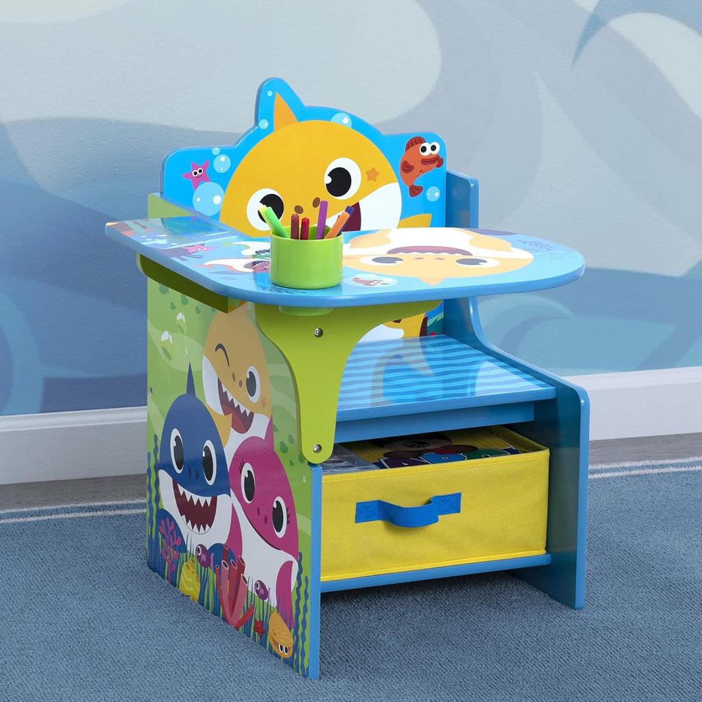 Baby Shark Chair Desk with Storage Bin - Ideal for Arts & Crafts, Snack Time, Homeschooling, Homework & More by Delta Children - Grand Goldman