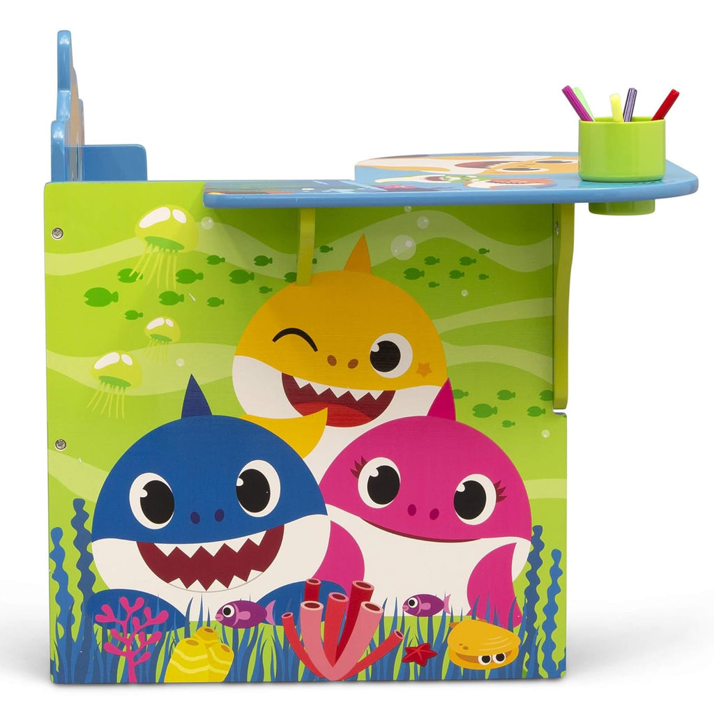 Baby Shark Chair Desk with Storage Bin - Ideal for Arts & Crafts, Snack Time, Homeschooling, Homework & More by Delta Children - Grand Goldman