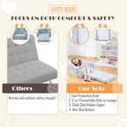 Baby Toddler Couch Sofa Chair Kids Foldable 2-in-1 Toddler Fold Out Couch Bed for Playroom, Pull Out Children Convertible Sofa Chair to Lounger Sleeper for Boys & Girls with Double Pockets, Dark Grey - Grand Goldman