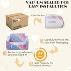 Baby Toddler Couch Sofa Chair Kids Foldable 2-in-1 Toddler Fold Out Couch Bed for Playroom, Pull Out Children Convertible Sofa Chair to Lounger Sleeper for Boys & Girls with Double Pockets, Dark Grey - Grand Goldman