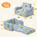 Baby Toddler Couch Sofa Chair Kids Foldable 2-in-1 Toddler Fold Out Couch Bed for Playroom, Pull Out Children Convertible Sofa Chair to Lounger Sleeper for Boys & Girls with Double Pockets, Dark Grey - Grand Goldman