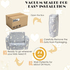 Baby Toddler Couch Sofa Chair Kids Foldable 2-in-1 Toddler Fold Out Couch Bed for Playroom, Pull Out Children Convertible Sofa Chair to Lounger Sleeper for Boys & Girls with Double Pockets, Dark Grey - Grand Goldman