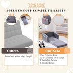 Baby Toddler Couch Sofa Chair Kids Foldable 2-in-1 Toddler Fold Out Couch Bed for Playroom, Pull Out Children Convertible Sofa Chair to Lounger Sleeper for Boys & Girls with Double Pockets, Dark Grey - Grand Goldman