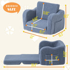 Baby Toddler Couch Sofa Chair Kids Foldable 2-in-1 Toddler Fold Out Couch Bed for Playroom, Pull Out Children Convertible Sofa Chair to Lounger Sleeper for Boys & Girls with Double Pockets, Dark Grey - Grand Goldman