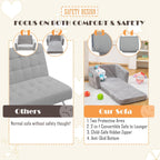 Baby Toddler Couch Sofa Chair Kids Foldable 2-in-1 Toddler Fold Out Couch Bed for Playroom, Pull Out Children Convertible Sofa Chair to Lounger Sleeper for Boys & Girls with Double Pockets, Dark Grey - Grand Goldman