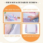 Baby Toddler Couch Sofa Chair Kids Foldable 2-in-1 Toddler Fold Out Couch Bed for Playroom, Pull Out Children Convertible Sofa Chair to Lounger Sleeper for Boys & Girls with Double Pockets, Dark Grey - Grand Goldman