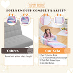 Baby Toddler Couch Sofa Chair Kids Foldable 2-in-1 Toddler Fold Out Couch Bed for Playroom, Pull Out Children Convertible Sofa Chair to Lounger Sleeper for Boys & Girls with Double Pockets, Dark Grey - Grand Goldman