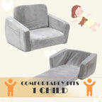 Baby Toddler Couch Sofa Chair Kids Foldable 2-in-1 Toddler Fold Out Couch Bed for Playroom, Pull Out Children Convertible Sofa Chair to Lounger Sleeper for Boys & Girls with Double Pockets, Dark Grey - Grand Goldman