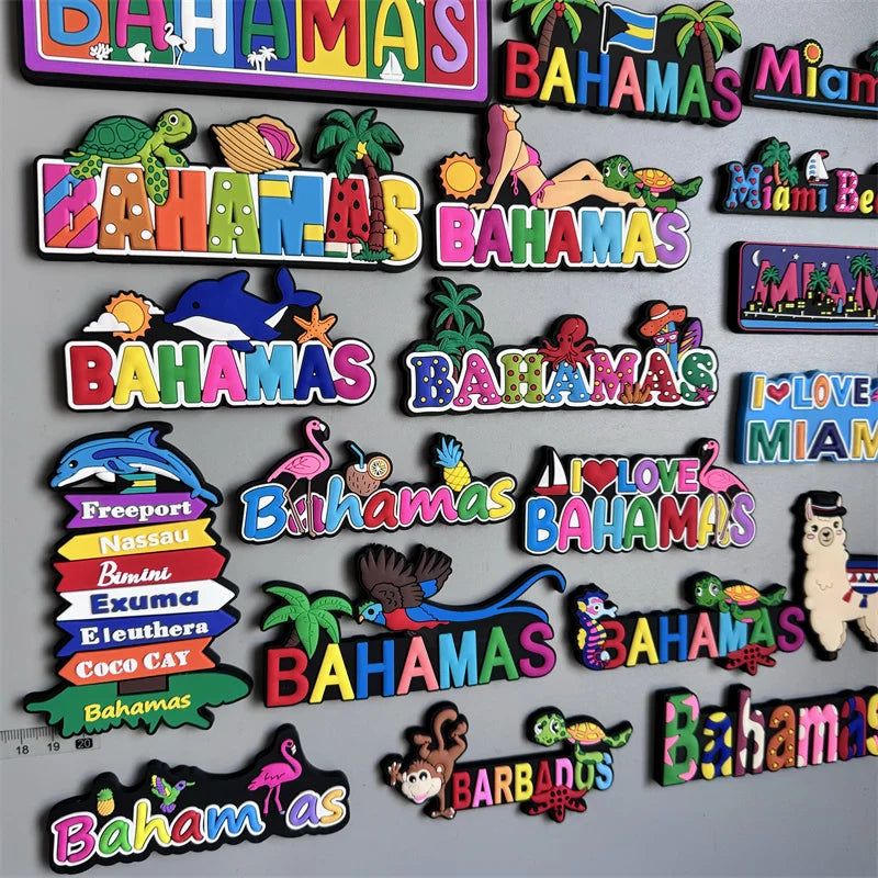 Bahamas Miami Chile Australia Barbados Travel Souvenir PVC Fridge Magnets Soft Magnets for Fridge Gifts - Grand Goldman