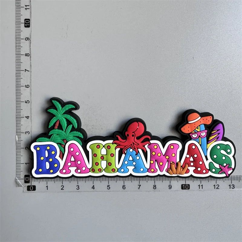 Bahamas Miami Chile Australia Barbados Travel Souvenir PVC Fridge Magnets Soft Magnets for Fridge Gifts - Grand Goldman