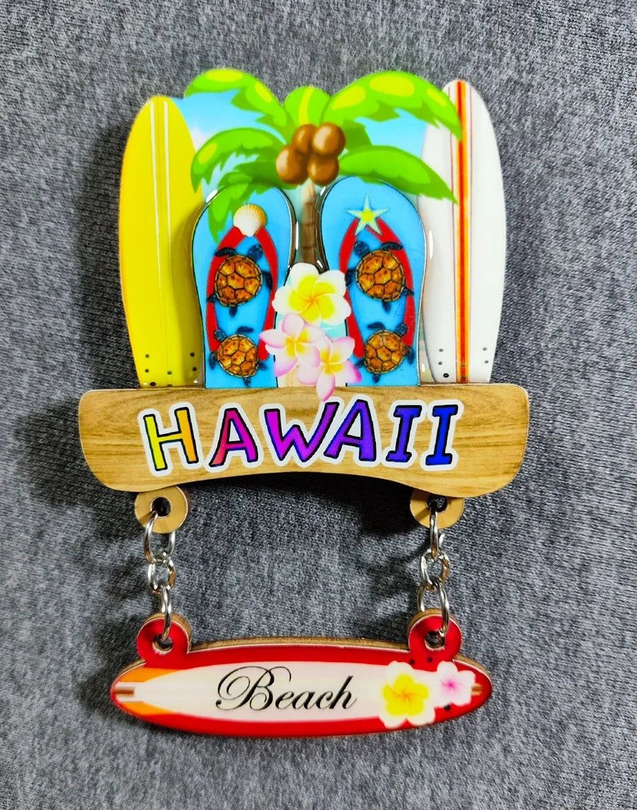 Bahamas Puerto Rico Miami Hawaii Barcenona Wooden refrigerator magnets - Grand Goldman