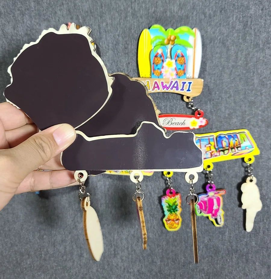 Bahamas Puerto Rico Miami Hawaii Barcenona Wooden refrigerator magnets - Grand Goldman