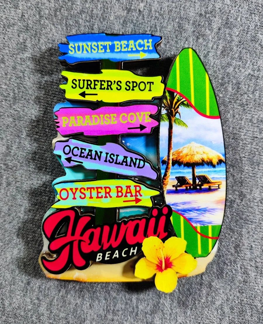 Bahamas Puerto Rico Miami Hawaii Barcenona Wooden refrigerator magnets - Grand Goldman