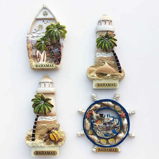 Bahamas Fridge Magnets Lighthouse Boat Rudder Coconut Palm Turtle Magnets for Refrigerators Collection Decorative Arts Crafts - Grand Goldman