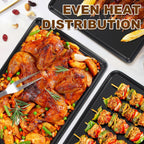 Baking Sheet Pan Set of 3, Commercial Cookie Sheets for Baking, Nonstick Half/Quarter/Jelly Roll Pans Replacement Toaster Oven Tray, Heavy Duty & Easy Clean, Champagne Gold - Grand Goldman