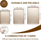 Baking Sheet Pan Set of 3, Commercial Cookie Sheets for Baking, Nonstick Half/Quarter/Jelly Roll Pans Replacement Toaster Oven Tray, Heavy Duty & Easy Clean, Champagne Gold - Grand Goldman