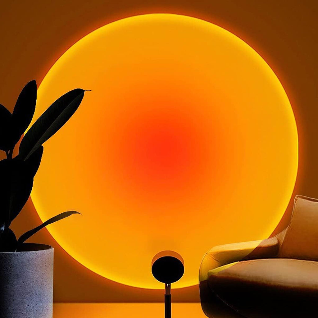 Balkwan Sunset Lamp Projection Rotation Rainbow Lamp Led Romantic Visual Led Light Network Red Light with USB Modern Floor Stand Night Light Living Room Bedroom Decor (Sunset Red) - Grand Goldman
