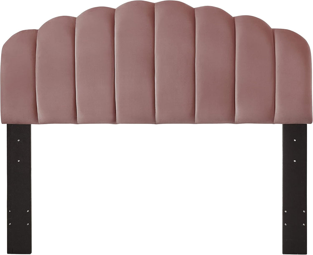 Ball & Cast Tufted Velvet Upholstered Headboard Channel, Queen Full Size Bed Adjusted Height 42-50 inch, Rose - Grand Goldman