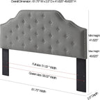 Ball & Cast Tufted Velvet Upholstered Headboard Channel, Queen Full Size Bed Adjusted Height 42-50 inch, Rose - Grand Goldman