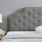 Ball & Cast Tufted Velvet Upholstered Headboard Channel, Queen Full Size Bed Adjusted Height 42-50 inch, Rose - Grand Goldman