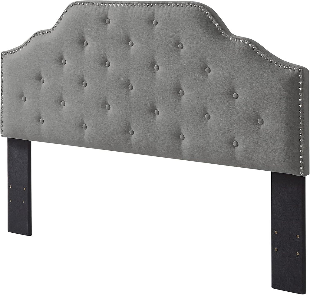 Ball & Cast Tufted Velvet Upholstered Headboard Channel, Queen Full Size Bed Adjusted Height 42-50 inch, Rose - Grand Goldman