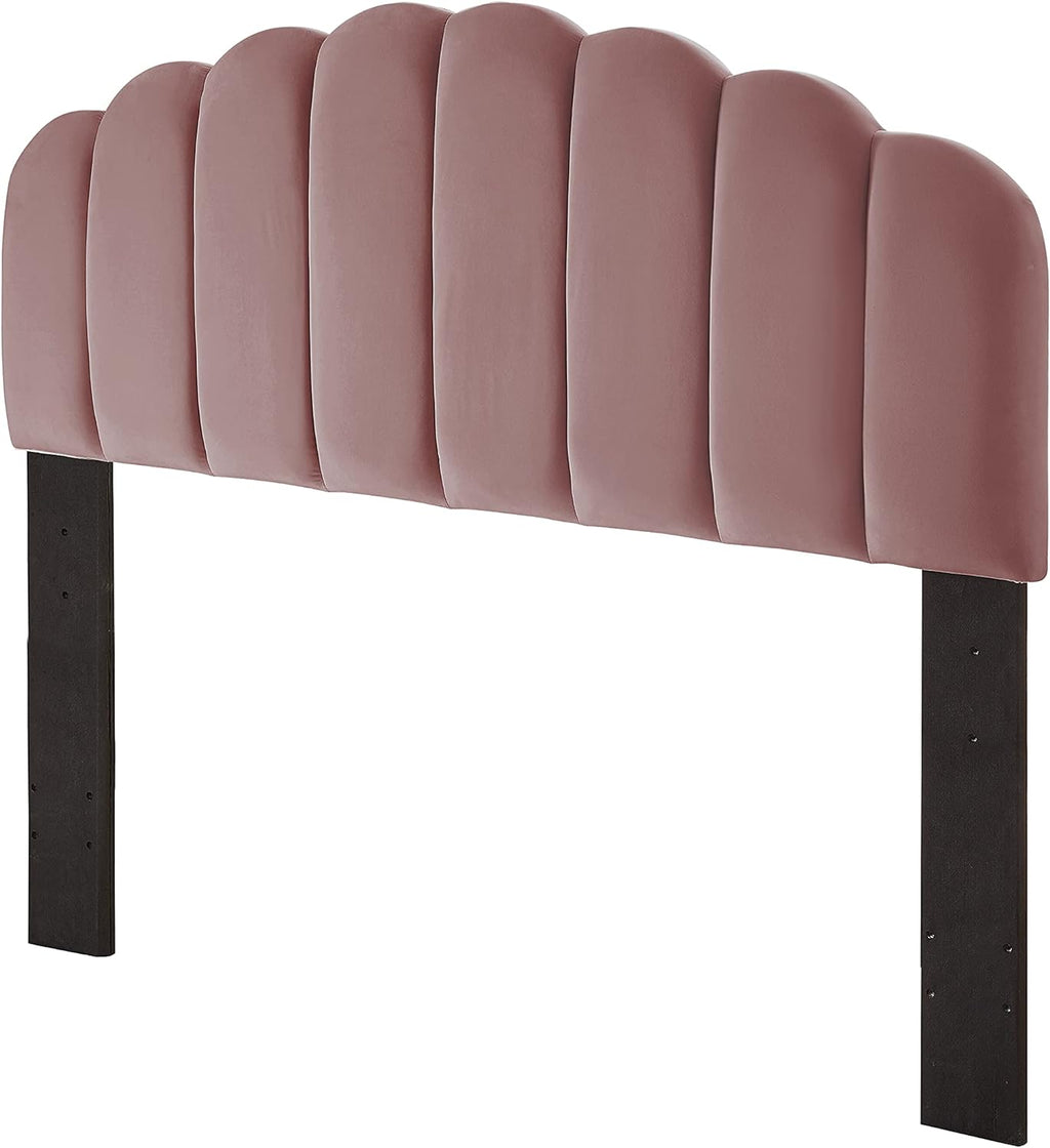 Ball & Cast Tufted Velvet Upholstered Headboard Channel, Queen Full Size Bed Adjusted Height 42-50 inch, Rose - Grand Goldman