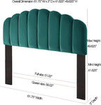 Ball & Cast Tufted Velvet Upholstered Headboard Channel, Queen Full Size Bed Adjusted Height 42-50 inch, Rose - Grand Goldman