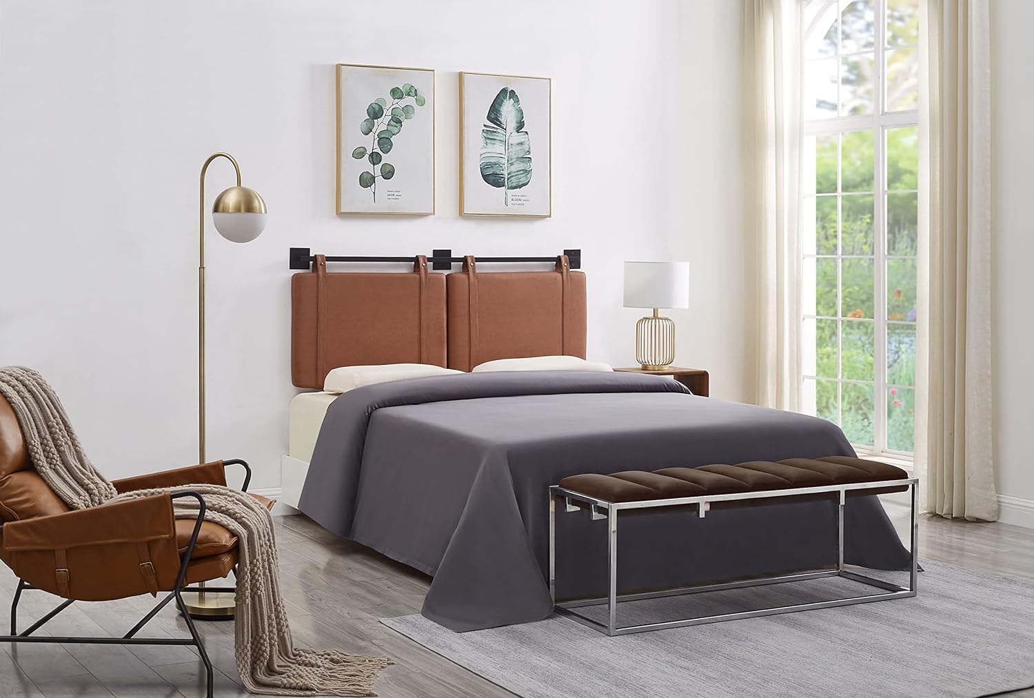 Ball & Cast Tufted Velvet Upholstered Headboard Channel, Queen Full Size Bed Adjusted Height 42-50 inch, Rose - Grand Goldman