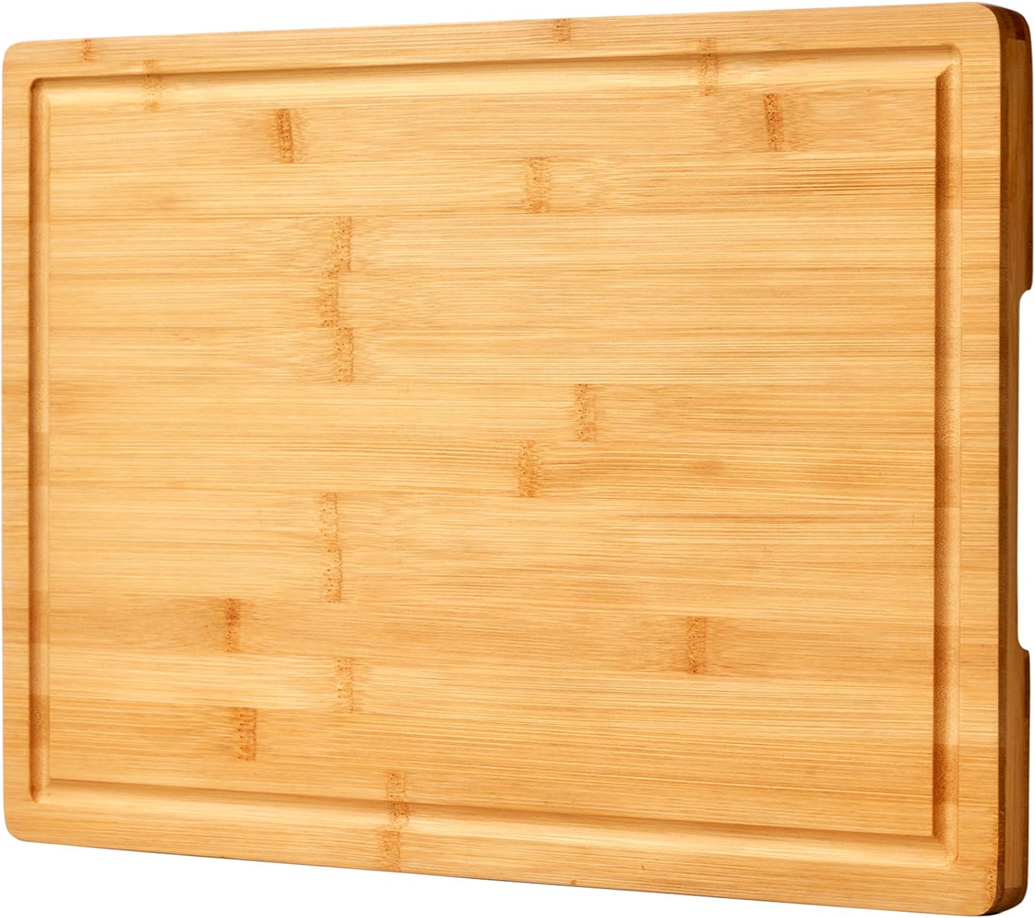 Bamboo Cutting Board for Kitchen, 18" Large Wood Charcuterie Cheese Board, Wooden Chopping Block with Side Handles and Juice Grooves - Grand Goldman