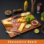 Bamboo Cutting Board for Kitchen, 18" Large Wood Charcuterie Cheese Board, Wooden Chopping Block with Side Handles and Juice Grooves - Grand Goldman