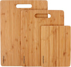 Bamboo Cutting Boards for Kitchen [Set of 3] Wood Cutting Board for Chopping Meat, Vegetables, Fruits, Cheese, Knife Friendly Serving Tray with Handles - Grand Goldman