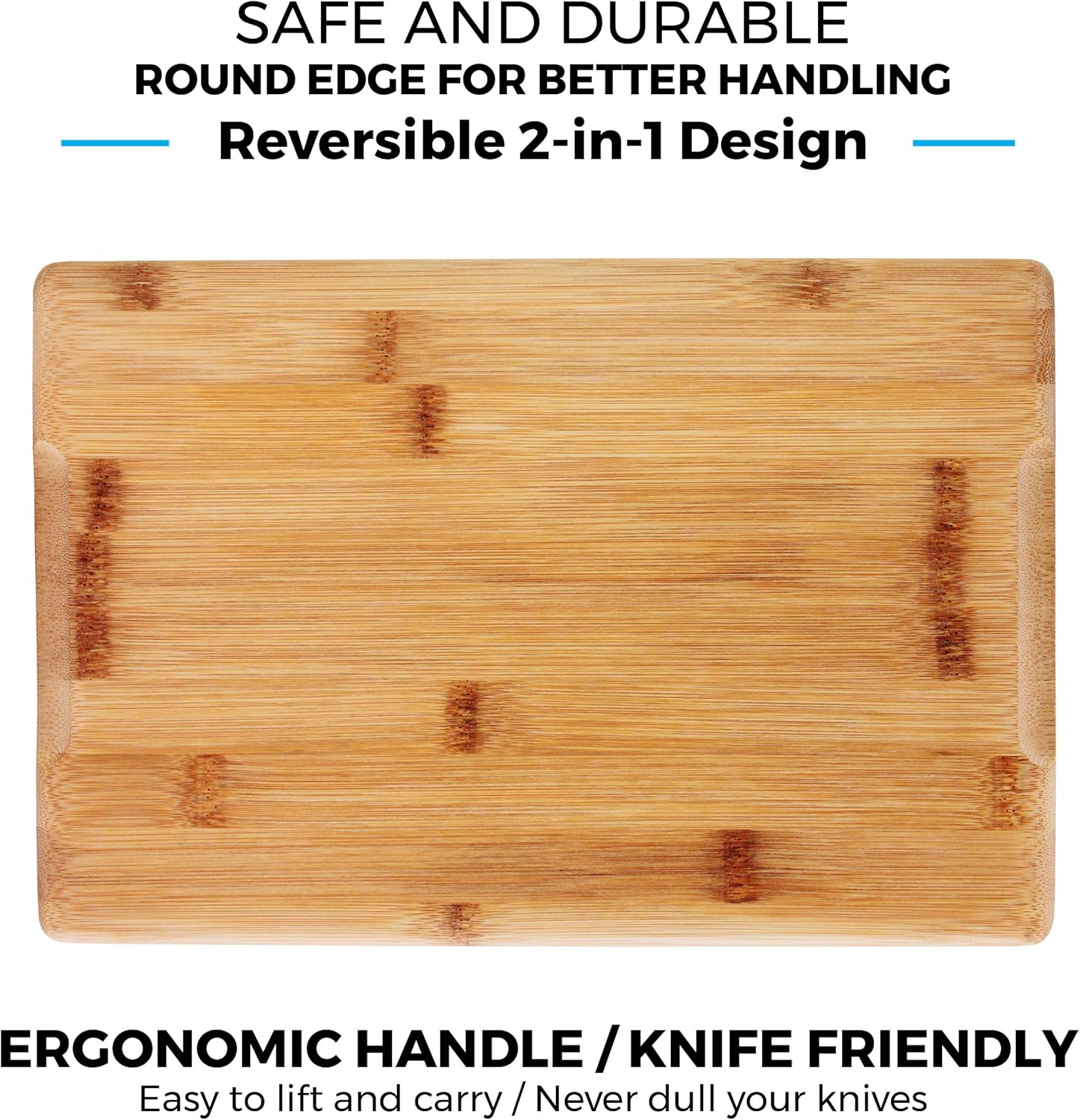 Bamboo Cutting Boards for Kitchen [Set of 3] Wood Cutting Board for Chopping Meat, Vegetables, Fruits, Cheese, Knife Friendly Serving Tray with Handles - Grand Goldman