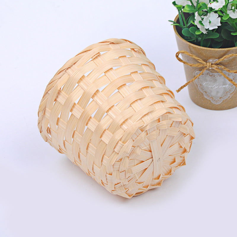 Bamboo Storage Baskets Straw Patchwork Handmade Laundry Wicker Rattan Seagrass Belly Garden Flower Kitchen Storage Basket 1PC - Grand Goldman
