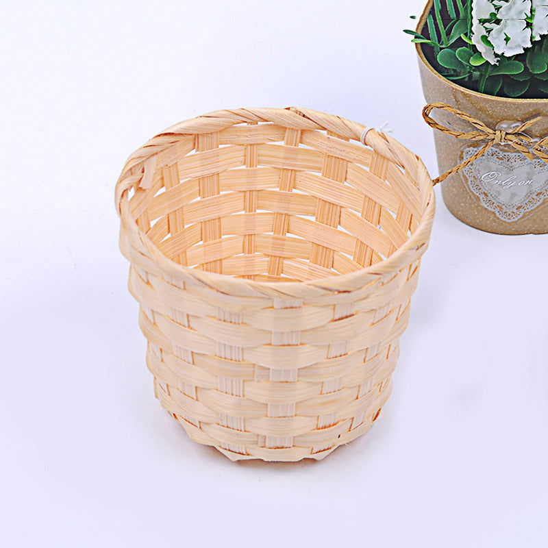 Bamboo Storage Baskets Straw Patchwork Handmade Laundry Wicker Rattan Seagrass Belly Garden Flower Kitchen Storage Basket 1PC - Grand Goldman