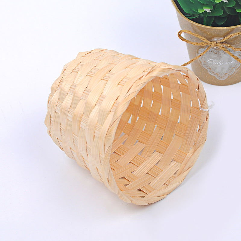 Bamboo Storage Baskets Straw Patchwork Handmade Laundry Wicker Rattan Seagrass Belly Garden Flower Kitchen Storage Basket 1PC - Grand Goldman