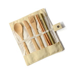 Bamboo Utensils Wooden Travel Cutlery Set Reusable Utensils With Pouch Camping Utensils Zero Waste Fork Spoon Knife Flatware Set - Grand Goldman